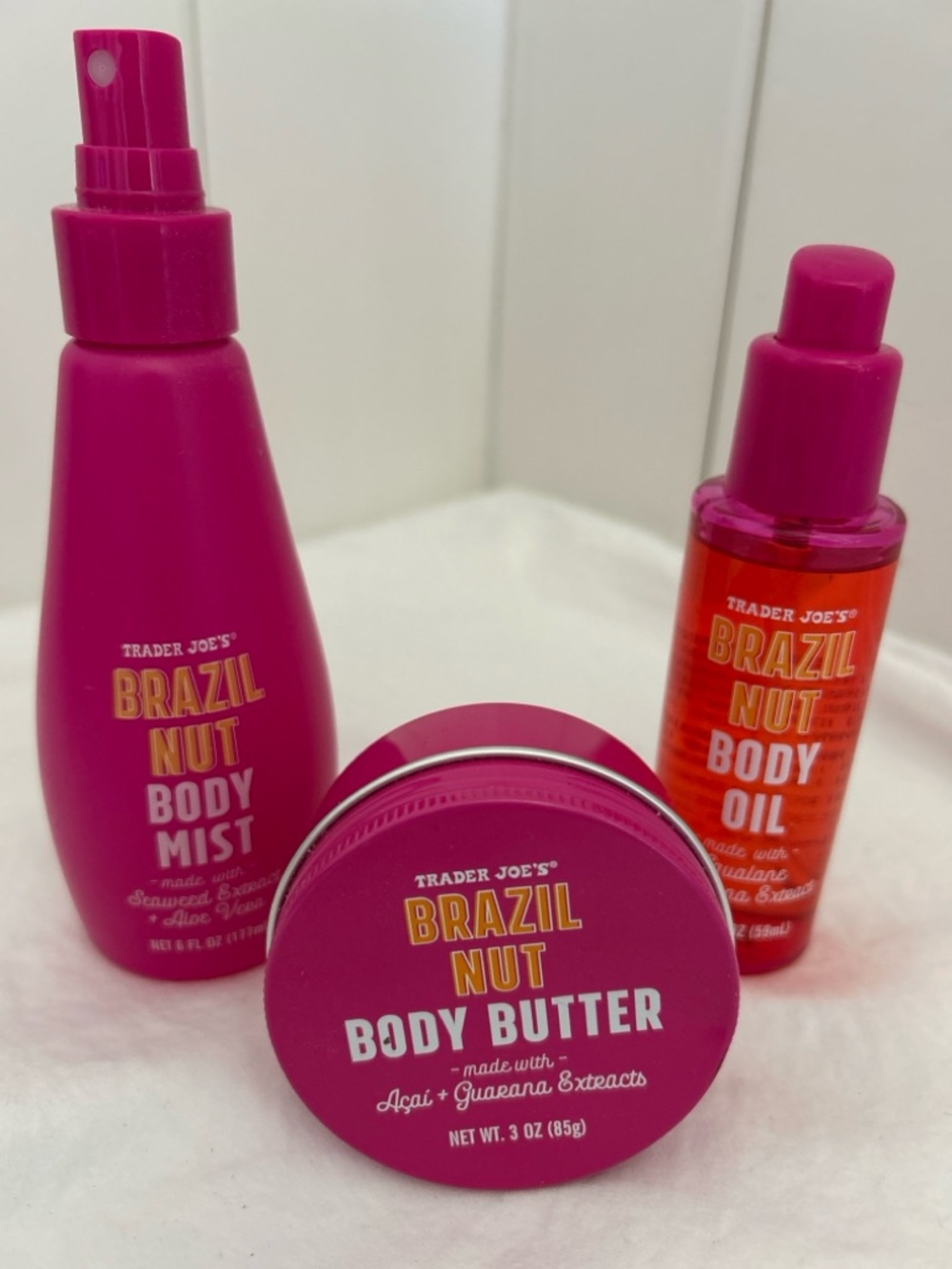 Trader Joe’s Brazil Nut Body holiday gift set trio body mist body oil butter SET